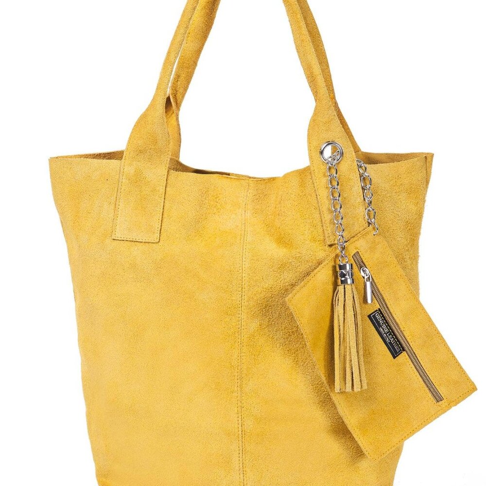 Genuine Leather Suede Tote Bag